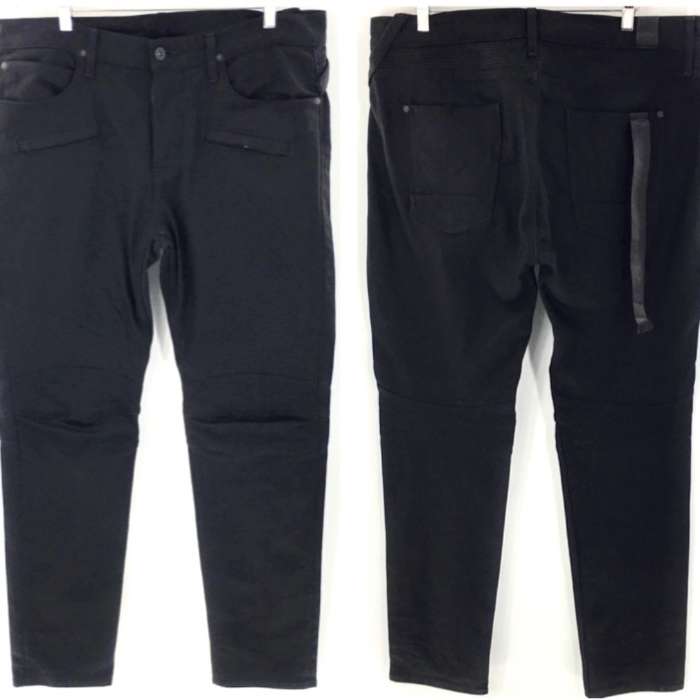 Hudson Mens Jeans Black Biker Moto Blinder Slim Fit Twill Zip Pocket Sz 38 x 35